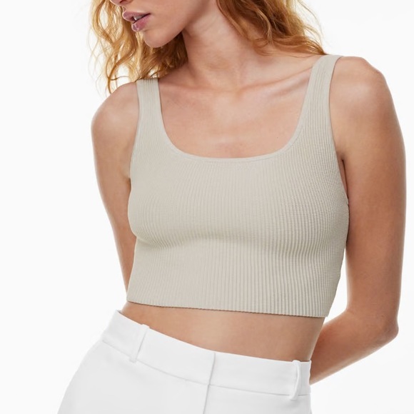 Sculpt Knit Squareneck Cropped Tank - Picture 1 of 7